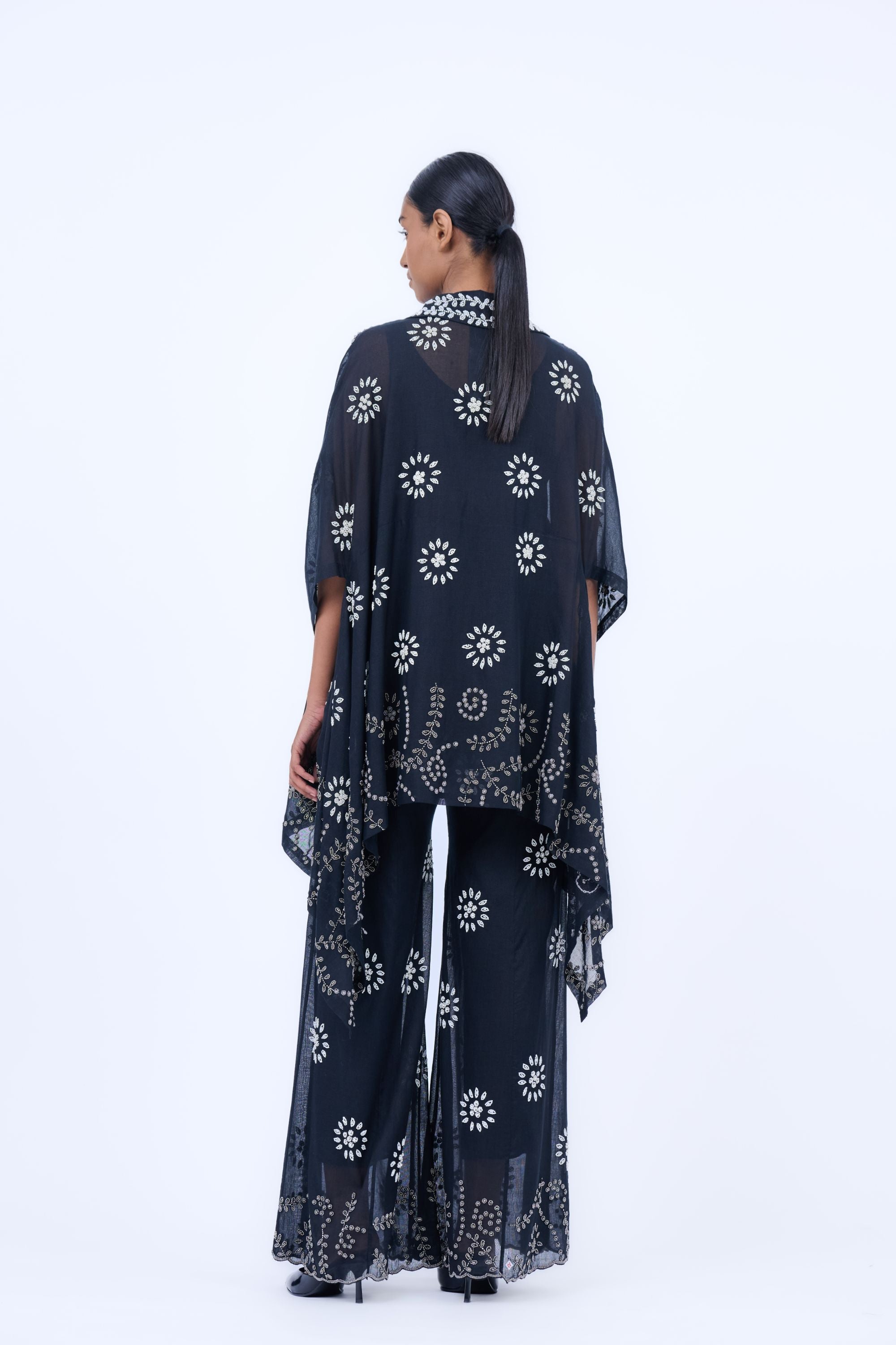 Black Slv Ec Handloom Cotton Palazzo