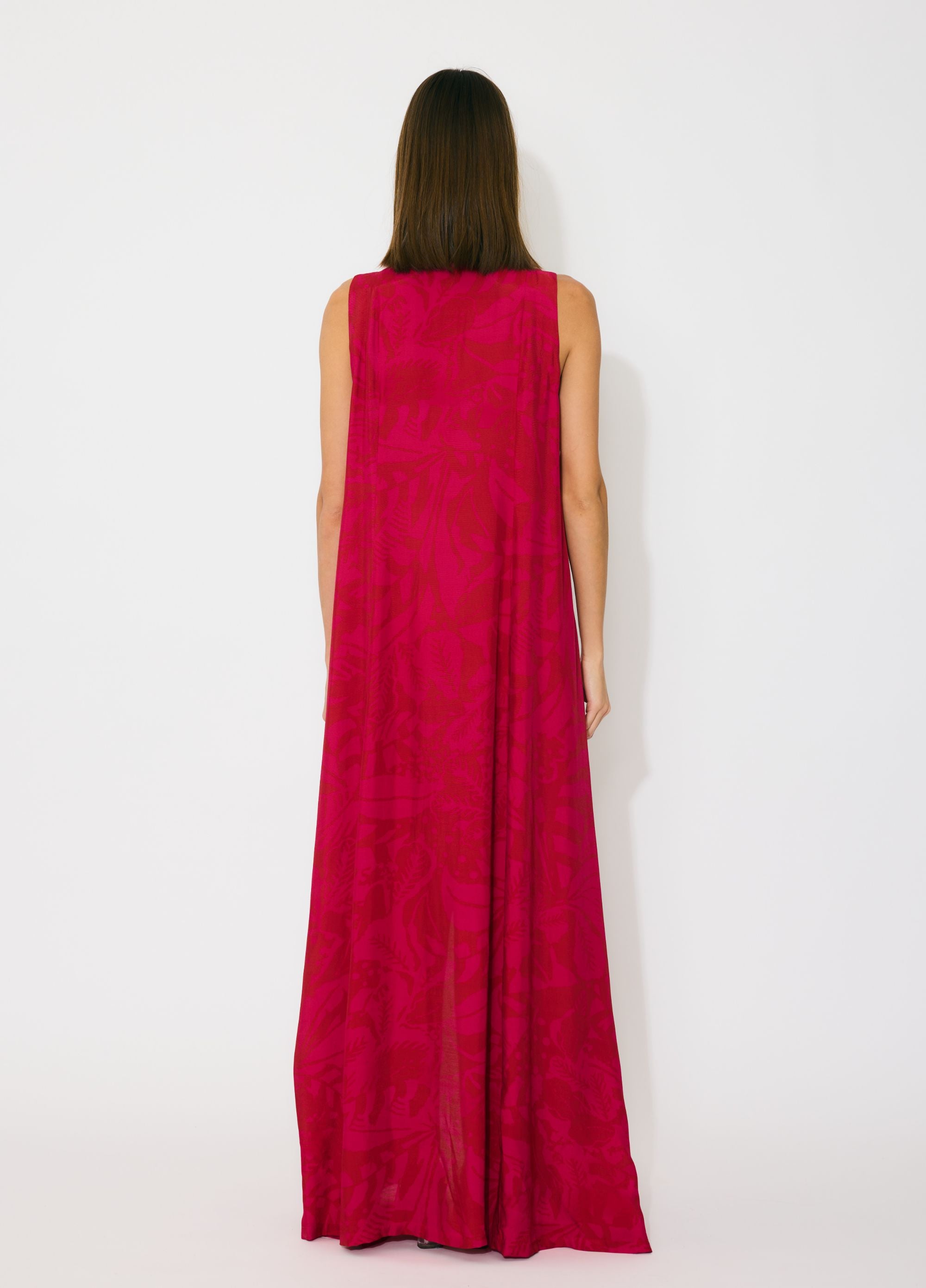 HOT PINK AND RED SLEEVELESS SHIRT DRESS