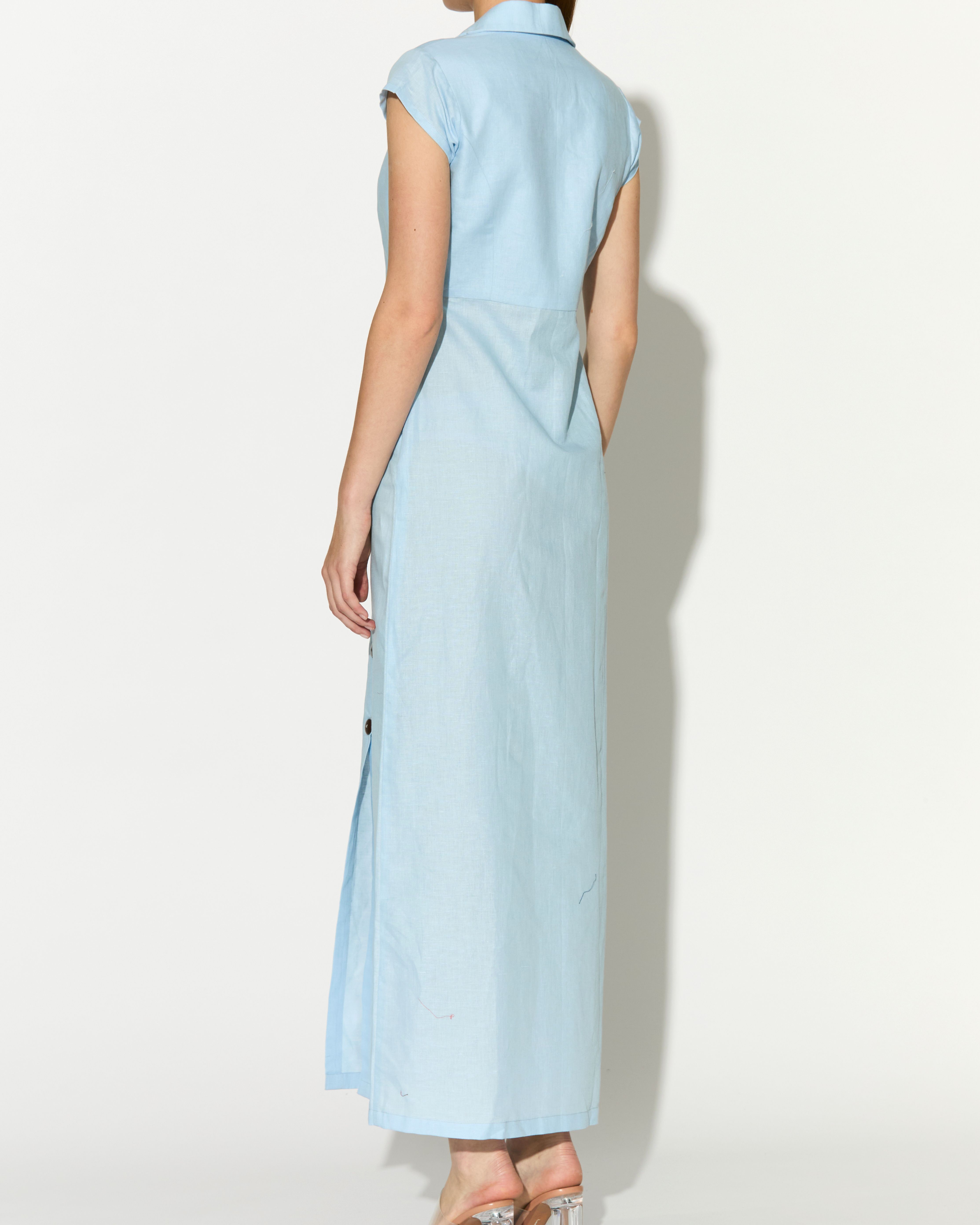 LIGHT BLUE SLEEVELESS LONG DRESS