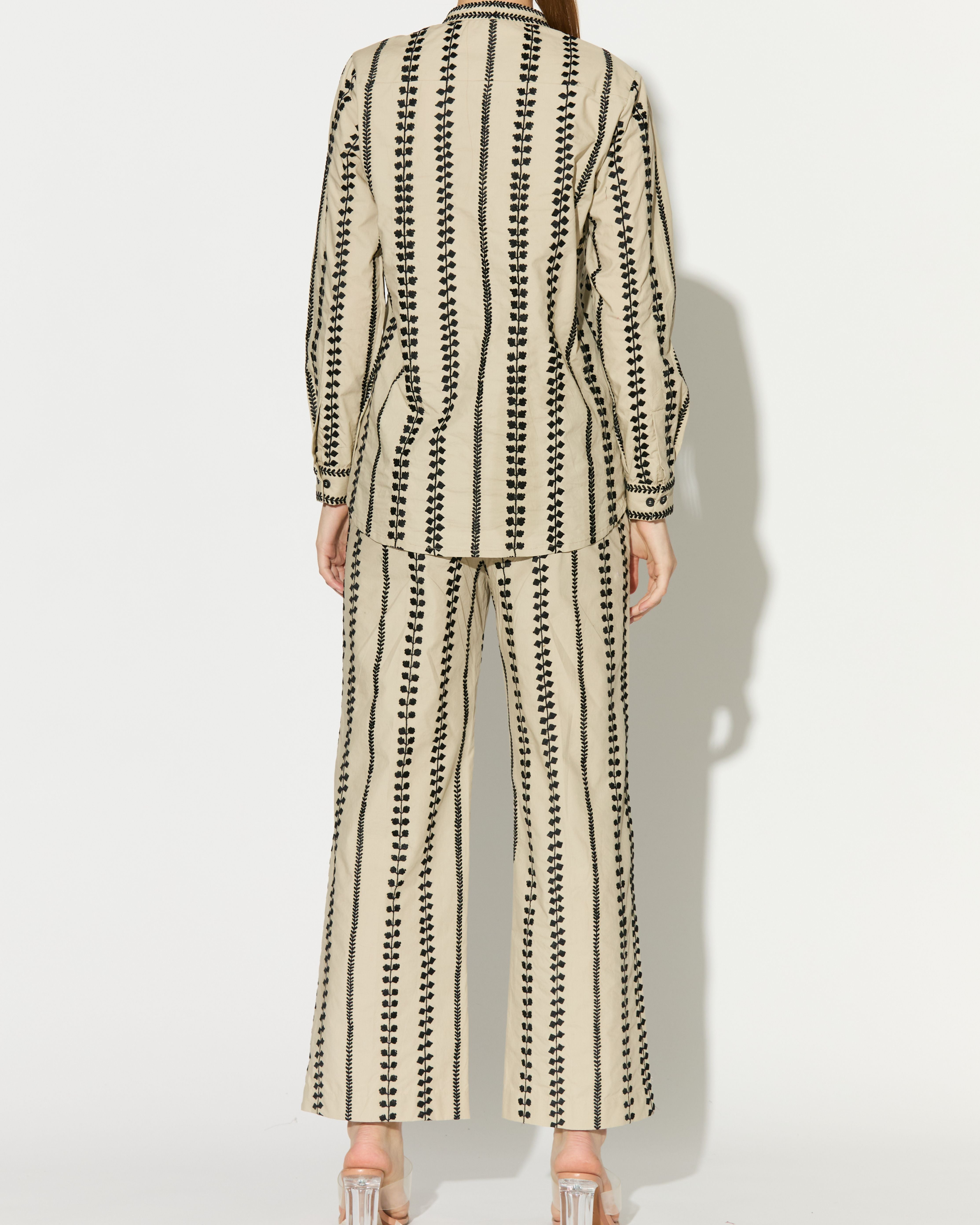 BEIGE EMBROIDERED PANTS