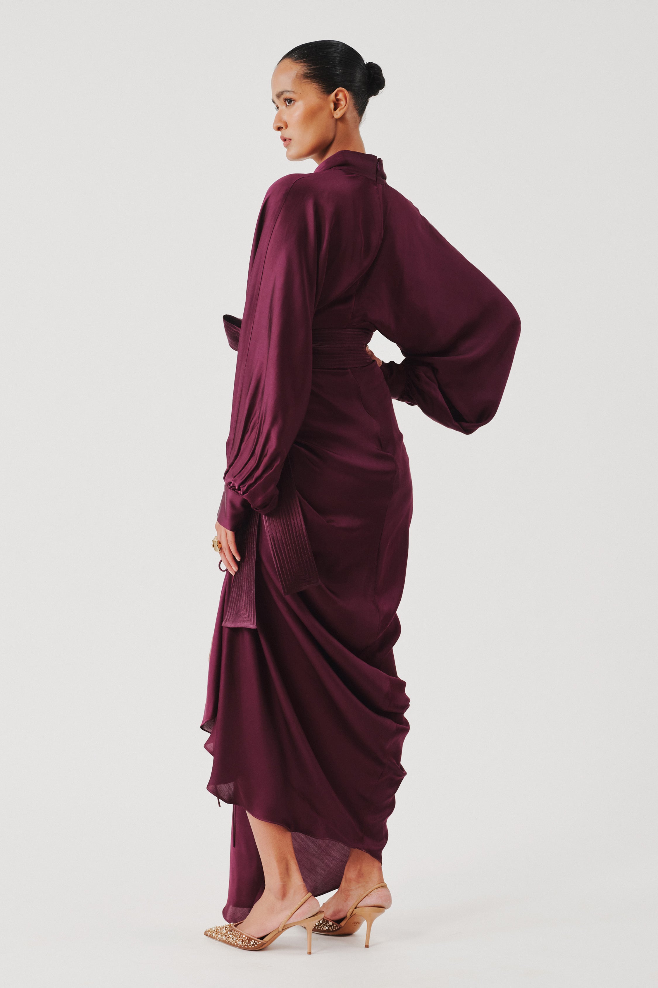 Burgundy Drape Dress