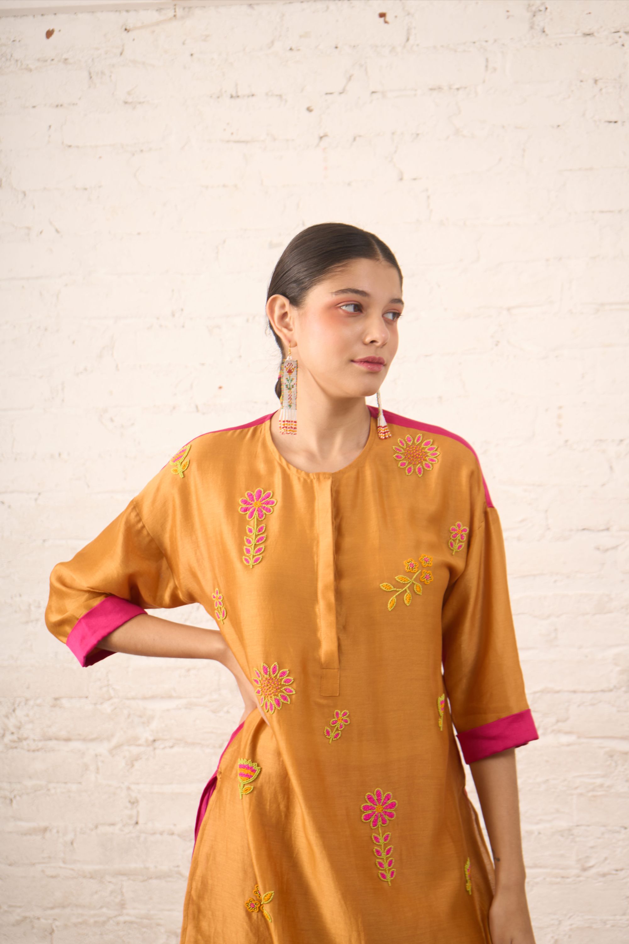 Mango/Fuschia Basic Kurta w Pants