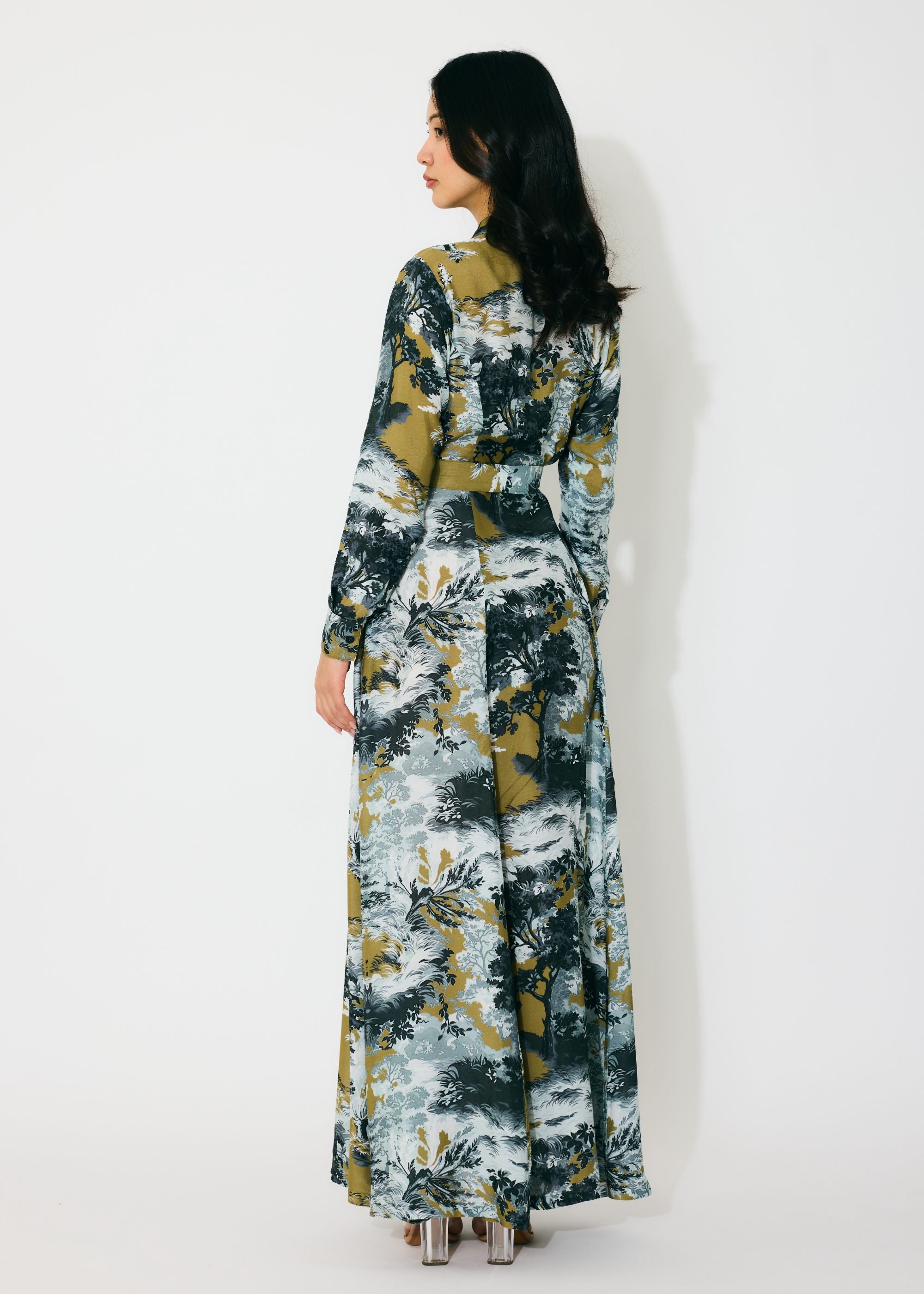 GOLD, GREY AND BLACK TOILE SHIRT DRESS