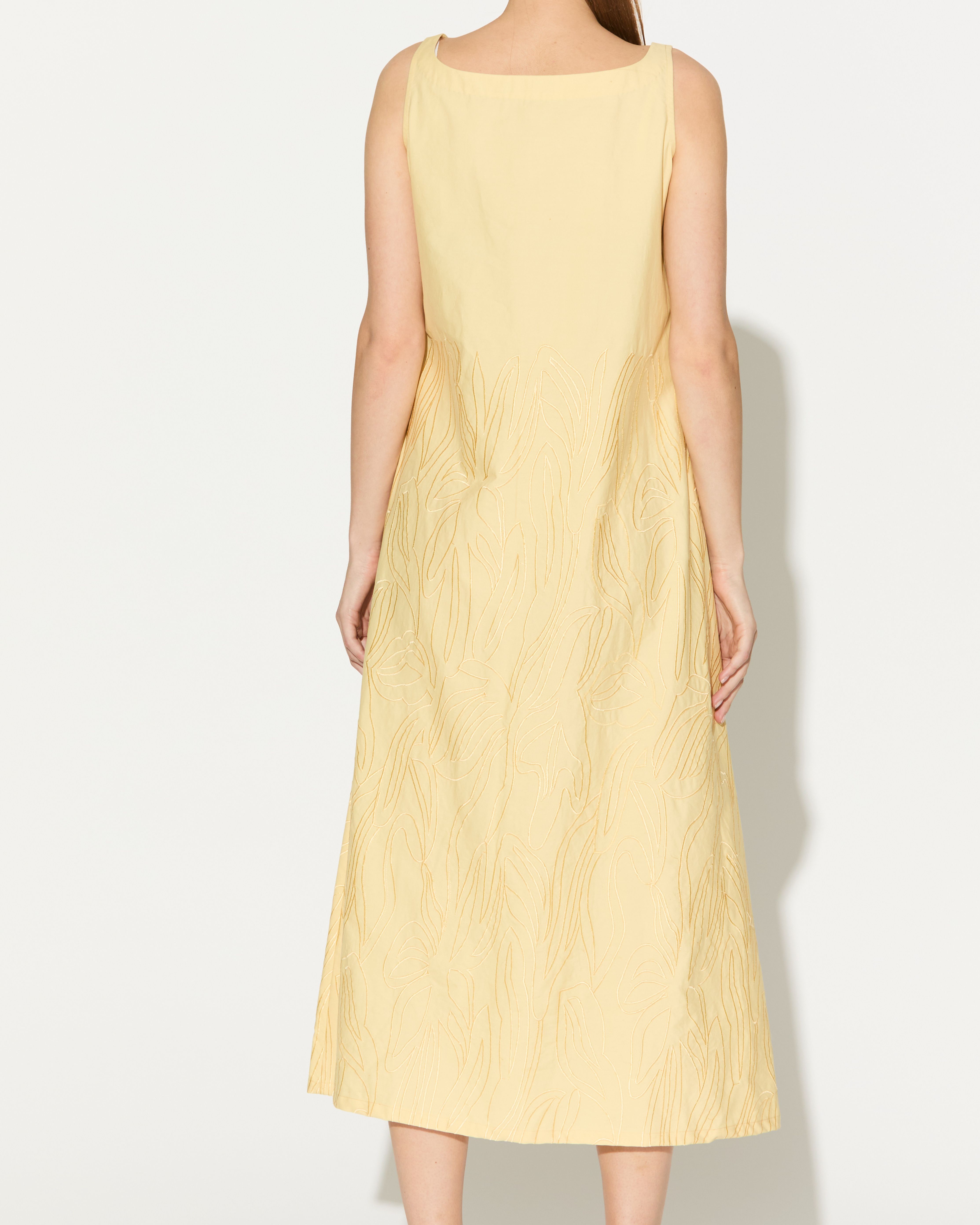 LEMON YELLOW EMBROIDERED DRESS