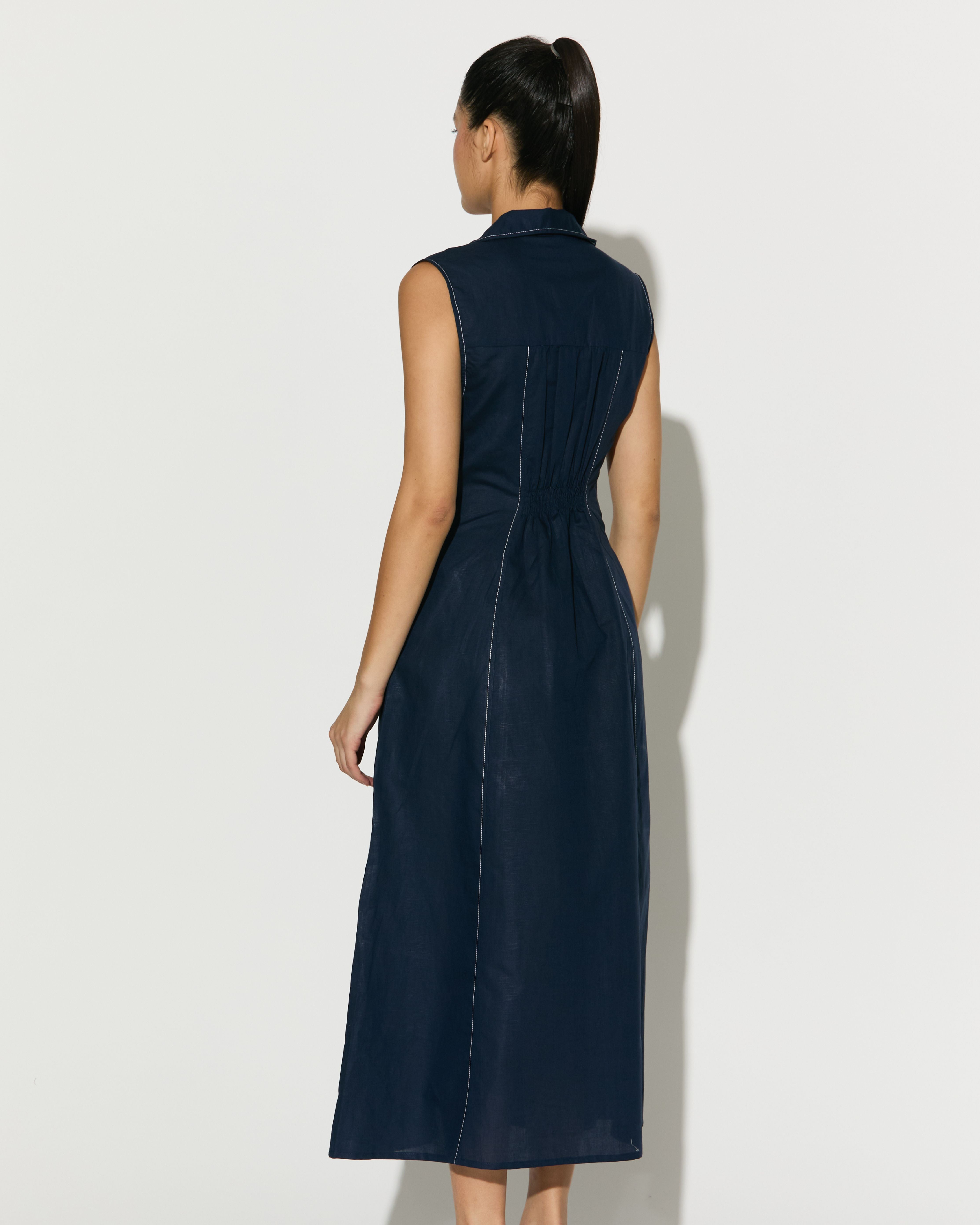 DARK BLUE SLEEVELESS LONG DRESS