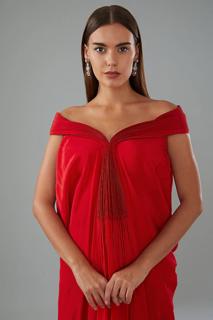 Red Chiffon Gown