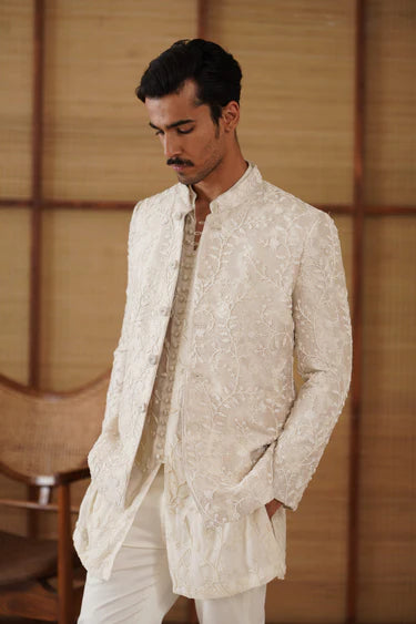 Beads Banarasi Bandhgala Set