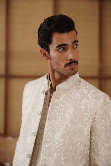 Beads Banarasi Bandhgala Set