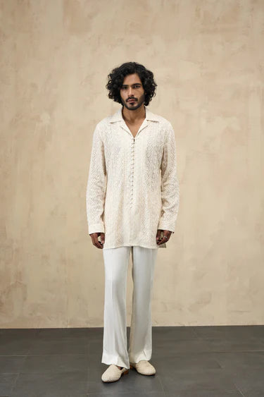 Vertical Dori Full Lupi Button Kurta Shirt Set