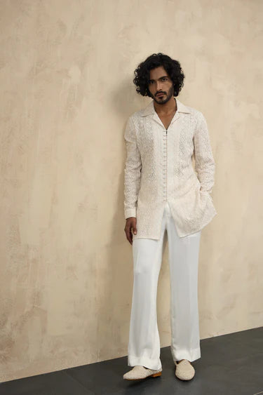 Vertical Dori Full Lupi Button Kurta Shirt Set