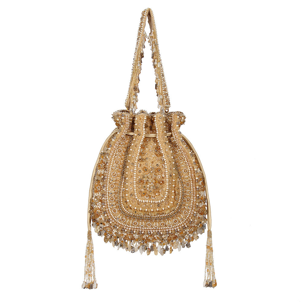 Amara Potli Peerless Gold Lustrous Silver With Handle