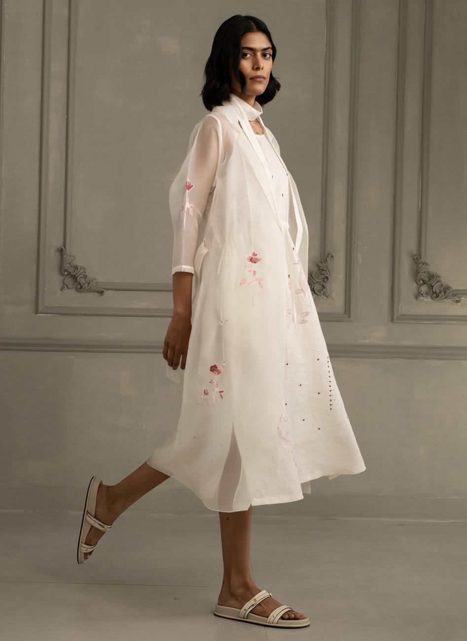 Ivory Rose Applique Work Jacket with Dress