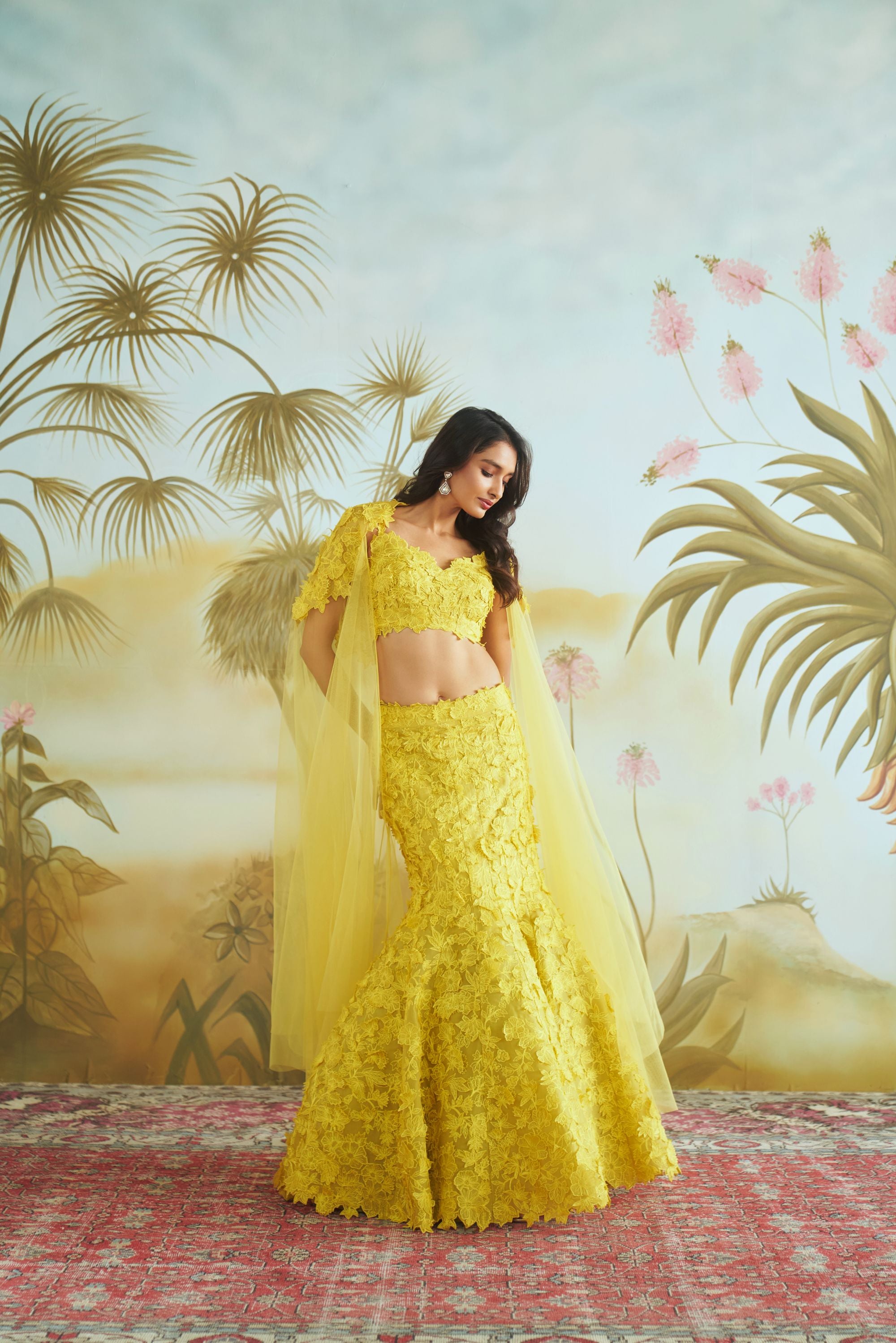 3D Trail Lehenga Set