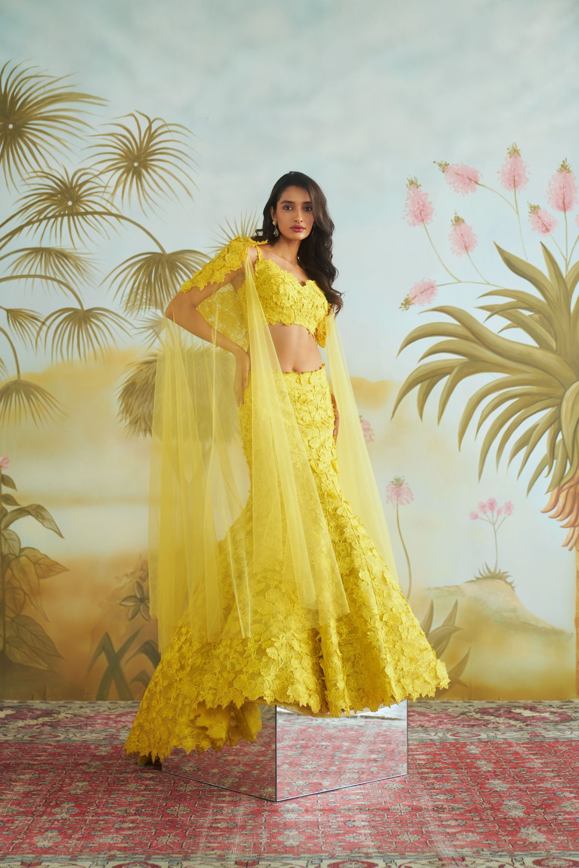 3D Trail Lehenga Set