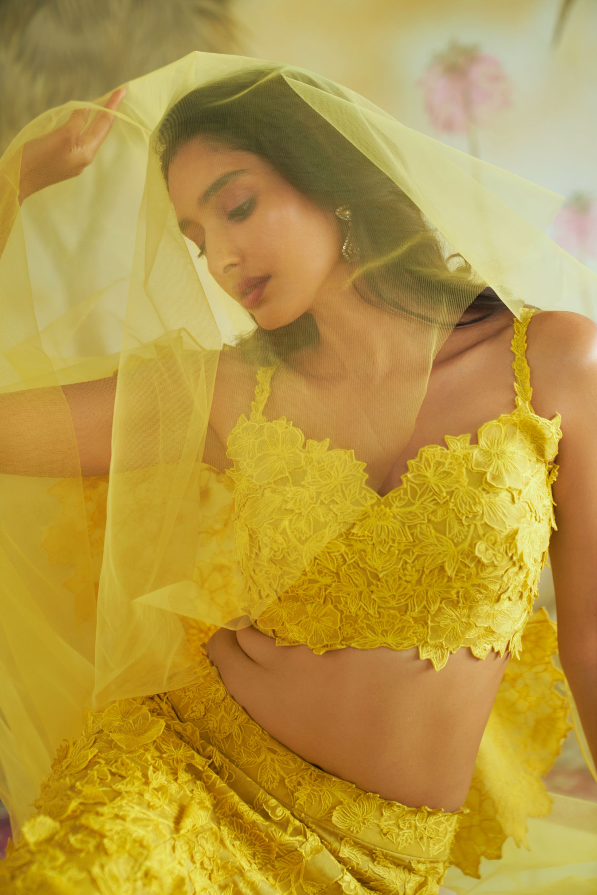 3D Trail Lehenga Set