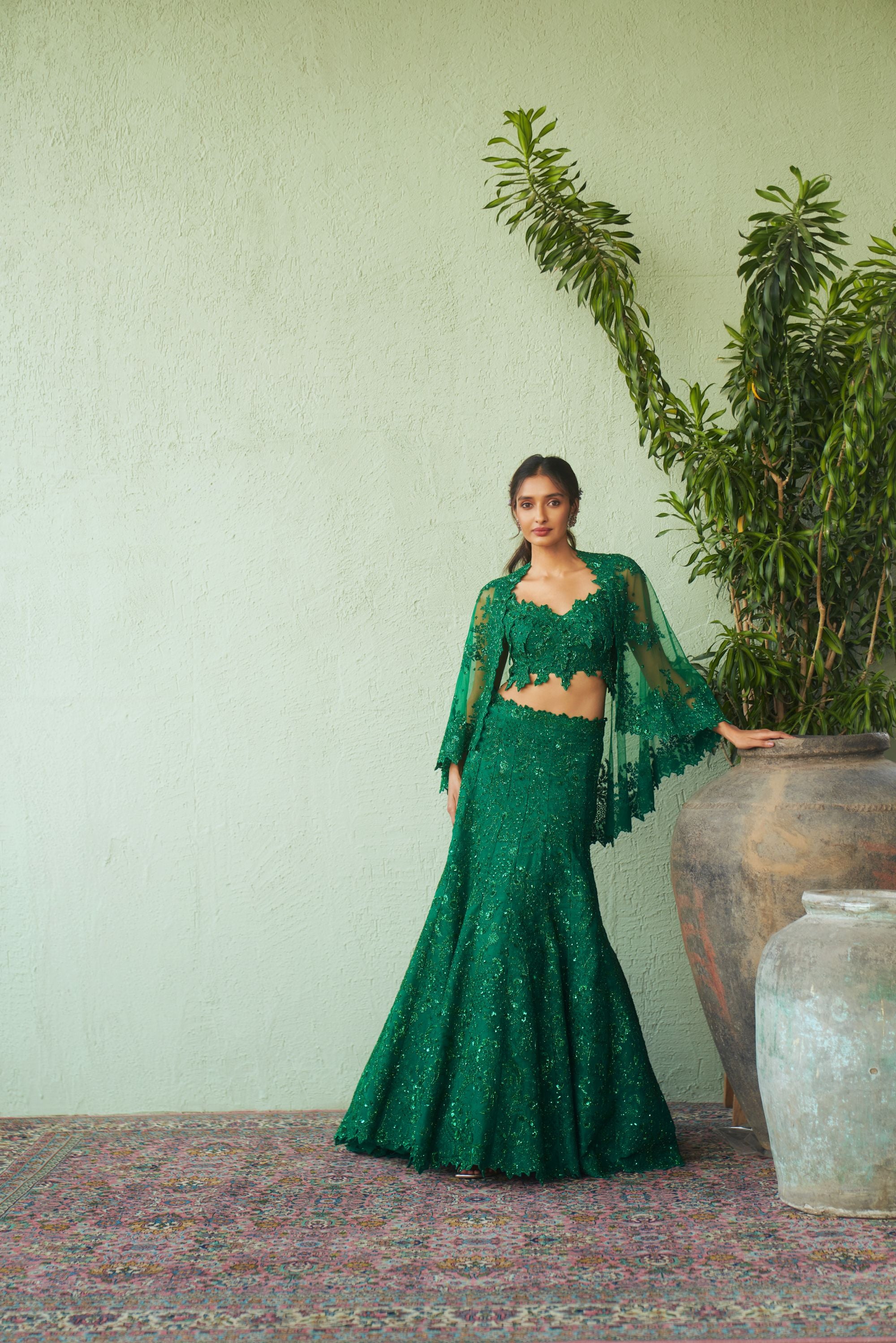 Cutdana Work Trail Lehenga Set