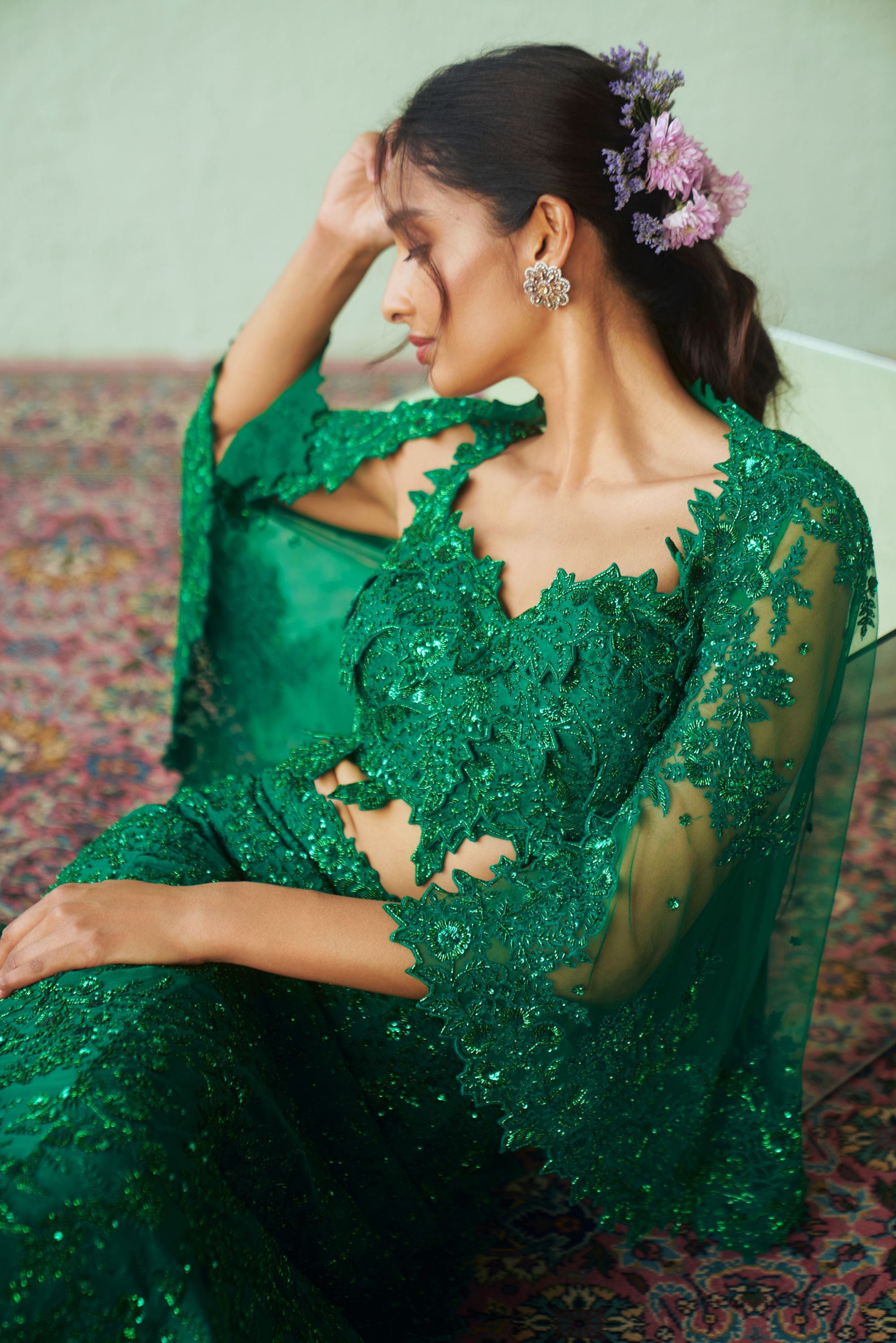 Cutdana Work Trail Lehenga Set