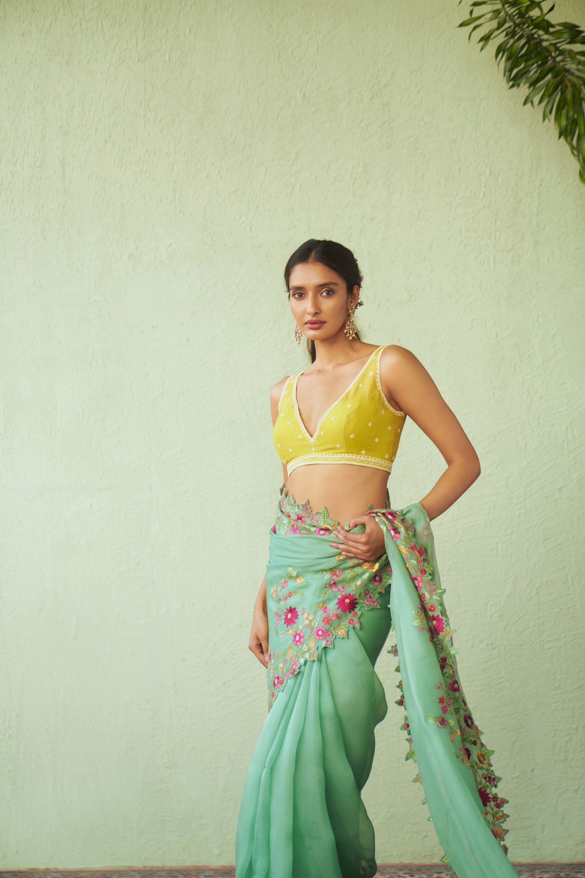 Multi Thread Work Saree Set