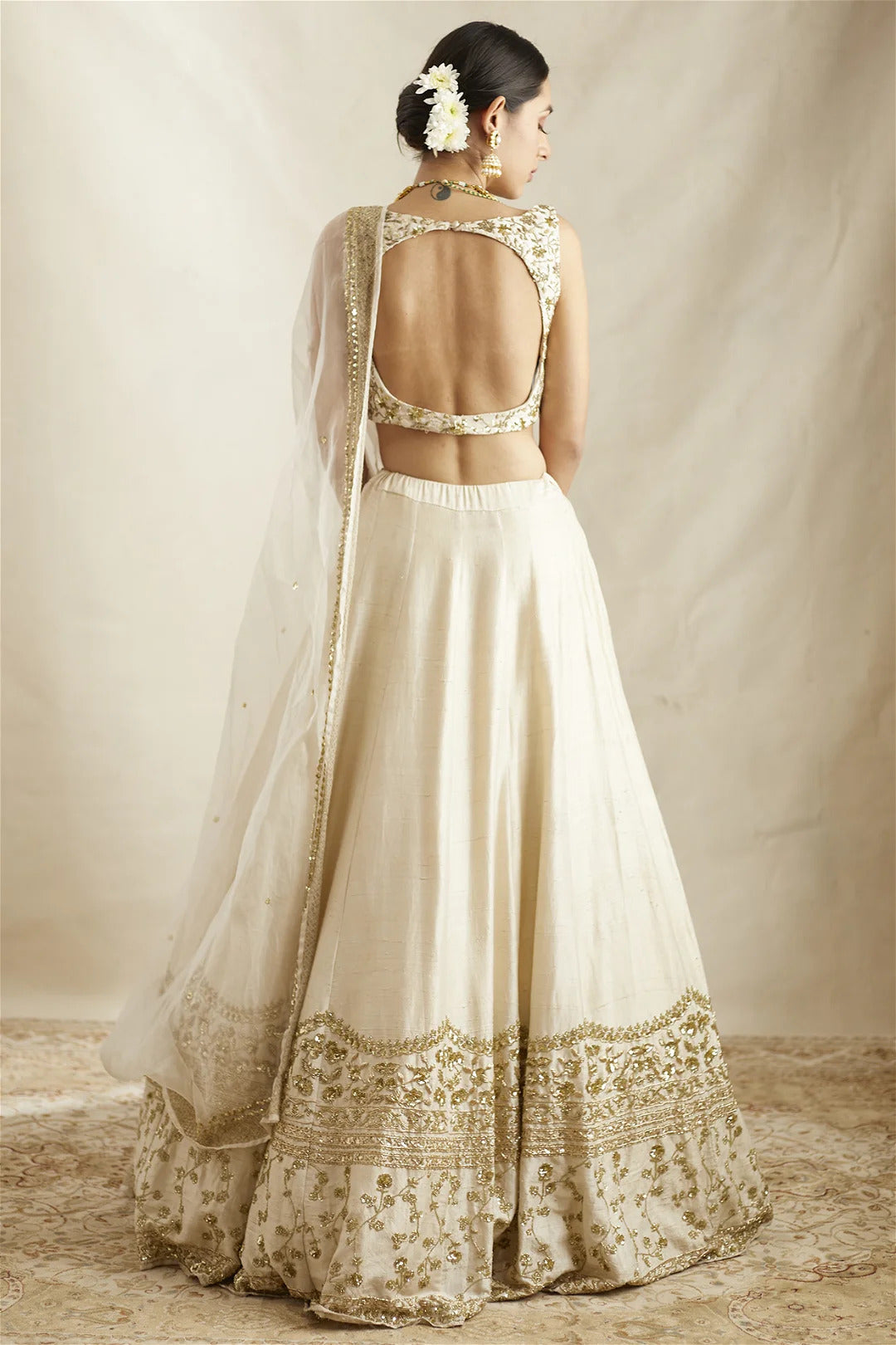 Off-White Raw Silk Embroidered Lehenga Set