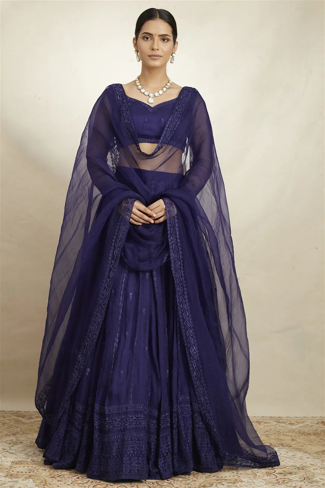 PURPLE ORGANZA LEHENGA SET