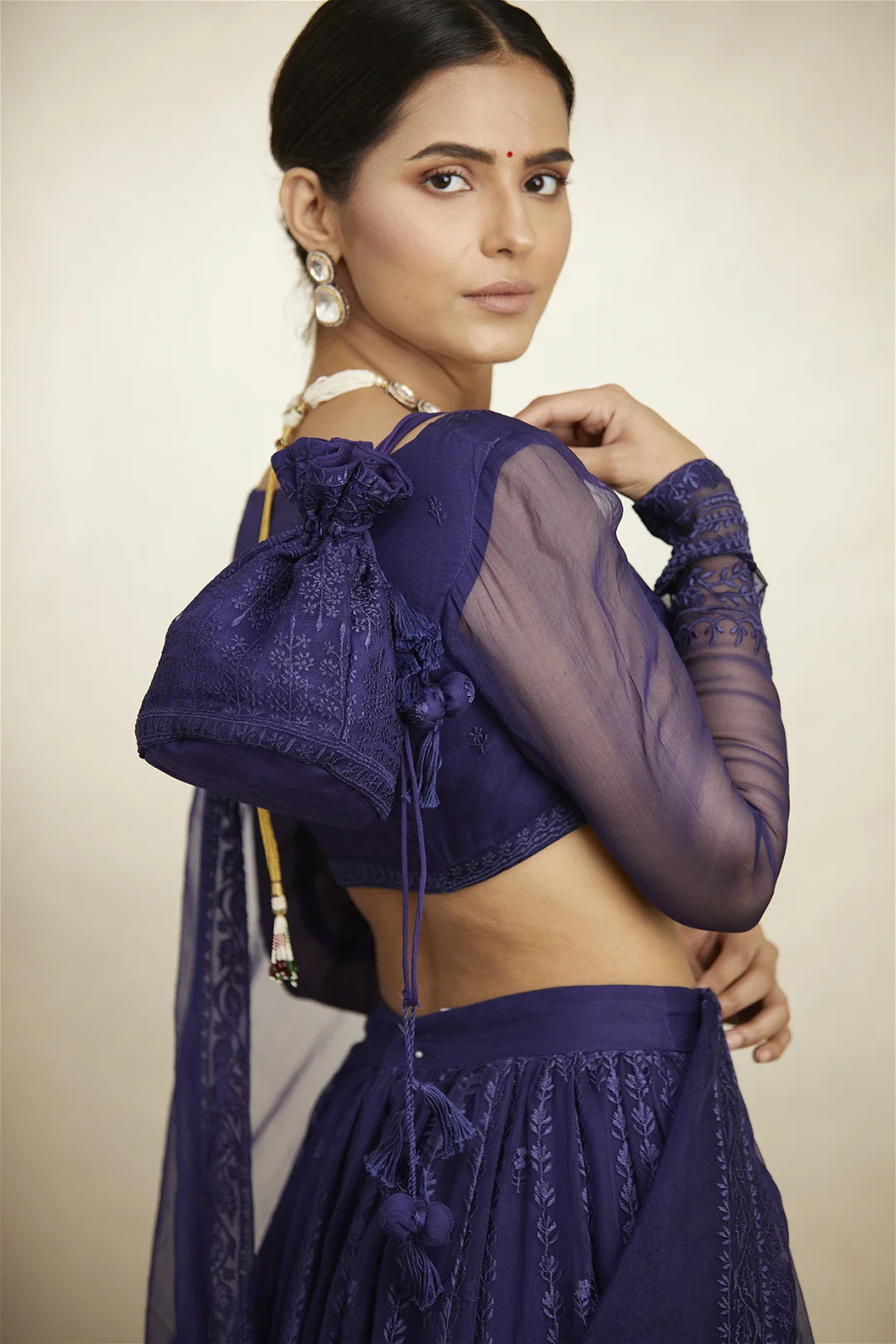 PURPLE ORGANZA LEHENGA SET