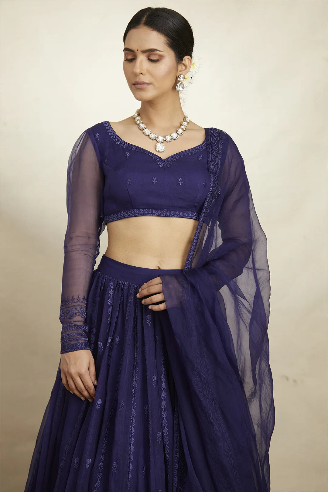 PURPLE ORGANZA LEHENGA SET