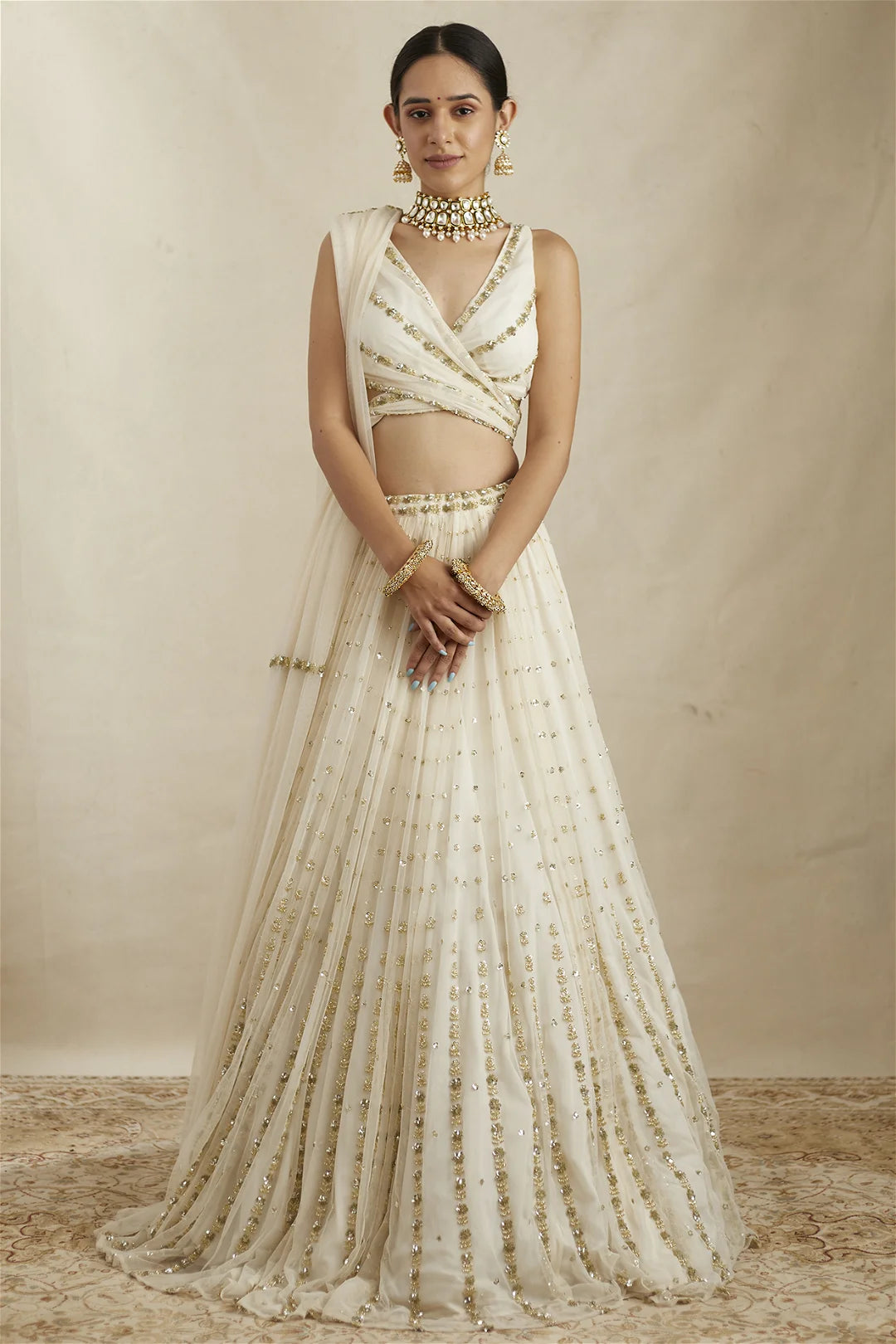 OFF WHITE FLARE LEHENGA SET