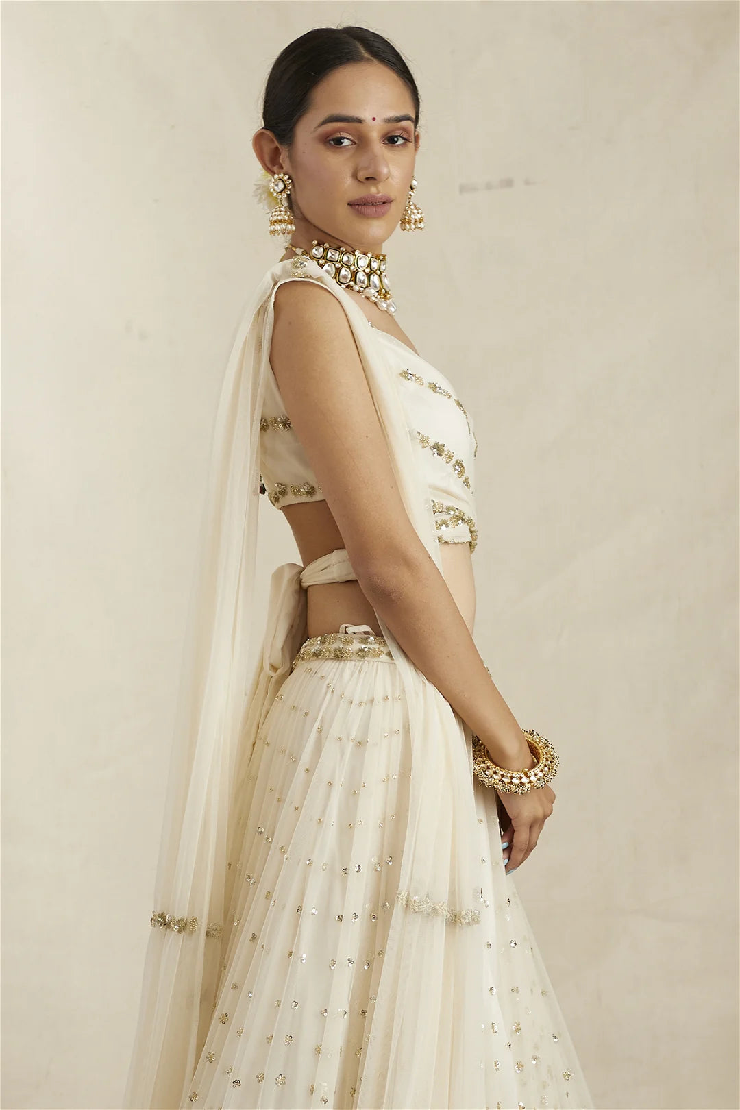 OFF WHITE FLARE LEHENGA SET