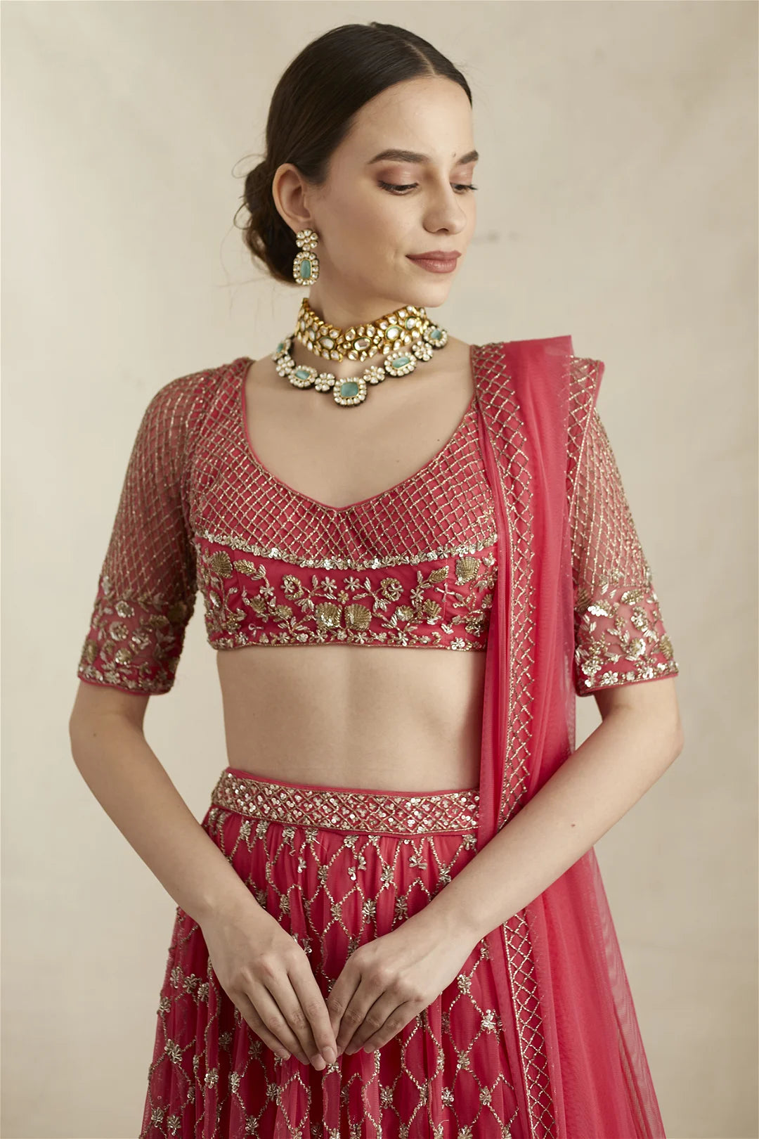 SHARBAT PINK HEAVY LEHENGA SET