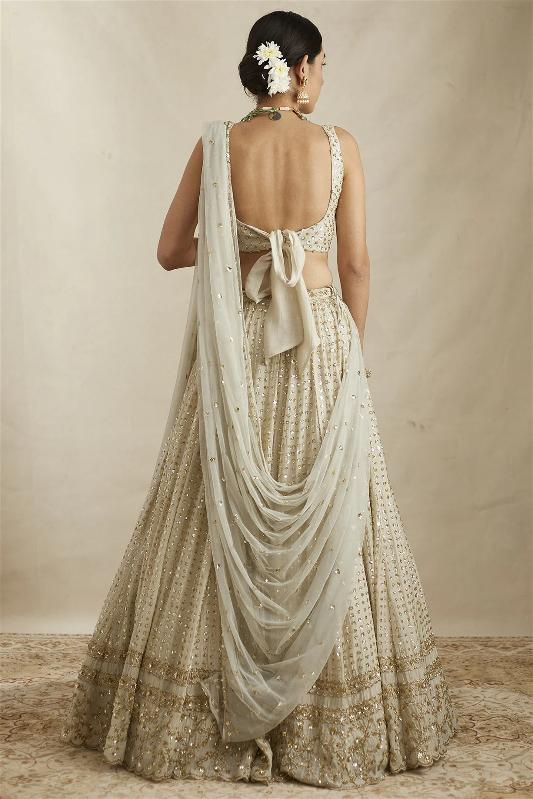 LIGHT MINT CHANDERI SILK LEHENGA SET