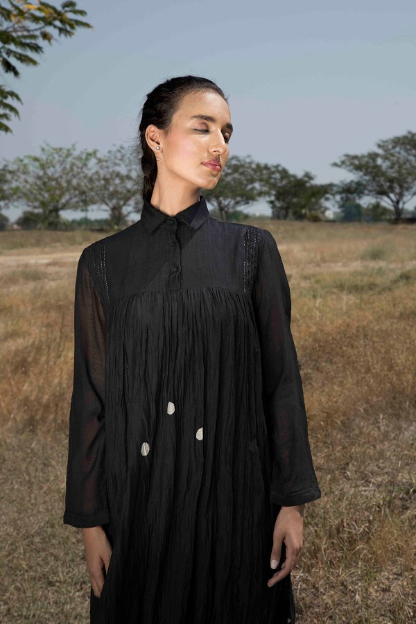 Shirt Frilled Spot Dress