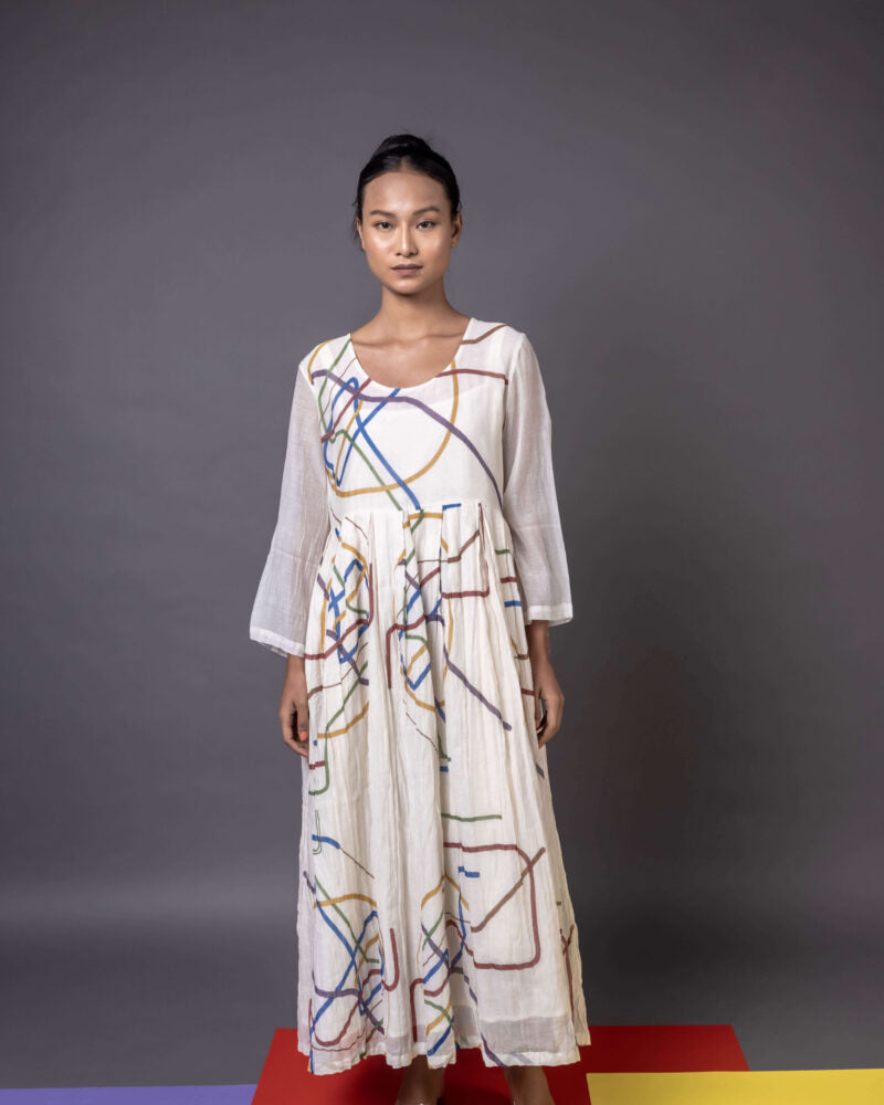 Gul Circle White Dress With Pockets