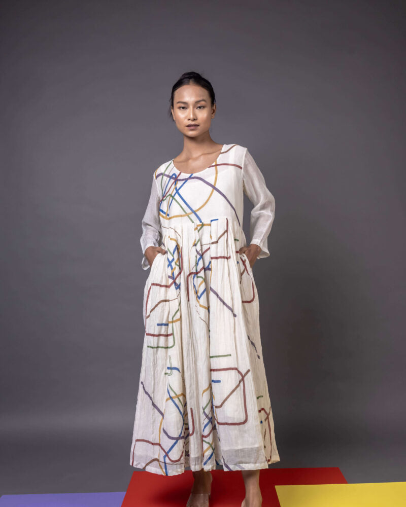 Gul Circle White Dress With Pockets