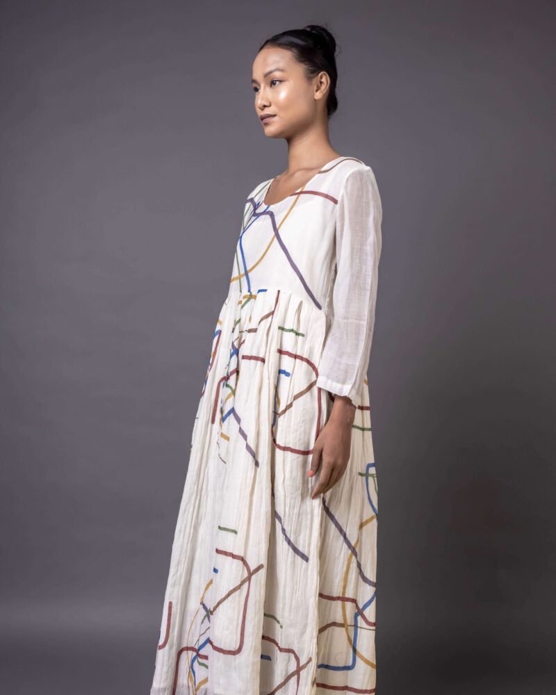 Gul Circle White Dress With Pockets