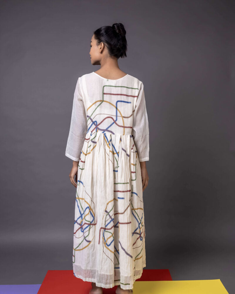 Gul Circle White Dress With Pockets