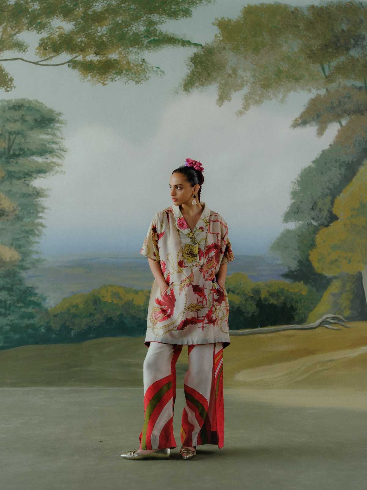 Ivory Vine Kaftan Set