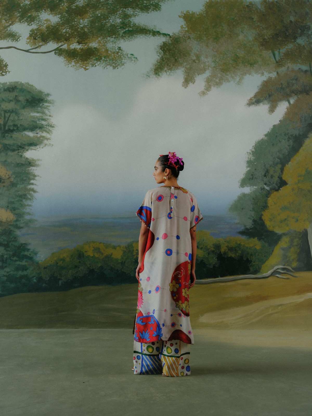 Crimson Bloom Kaftan Set