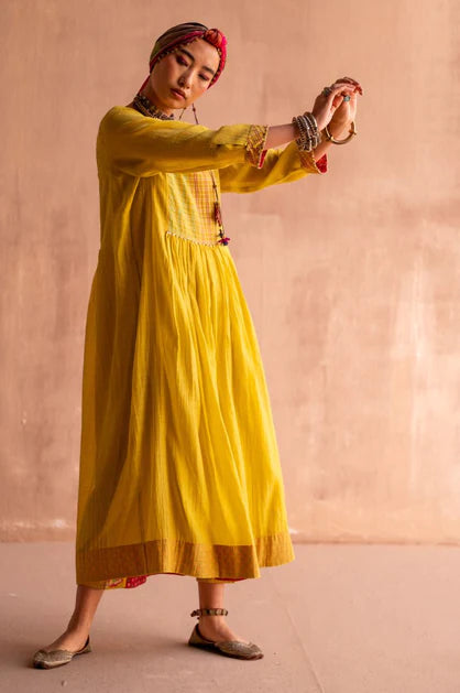 Barsana nimbu yellow nitya dress