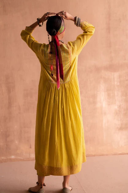 Barsana nimbu yellow nitya dress