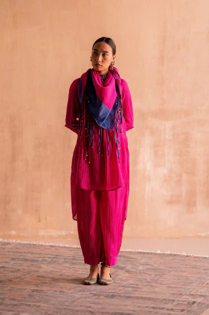 Barsana rani pink and neel blue ramani scarf