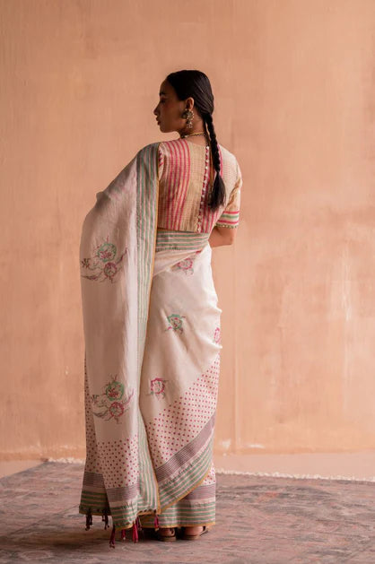 Barsana svet white yamuna sari