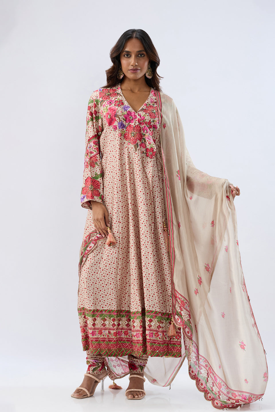 Blossom Ivory Angrakha Set