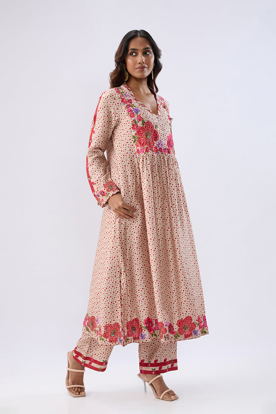 Blossom Ivory Gathered Yoke Kurta Set