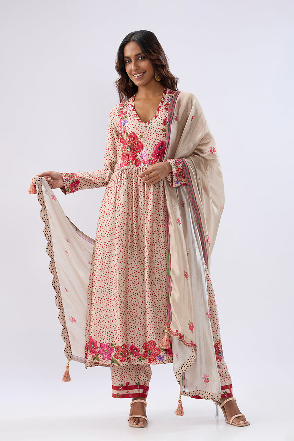 Blossom Ivory Gathered Yoke Kurta Set