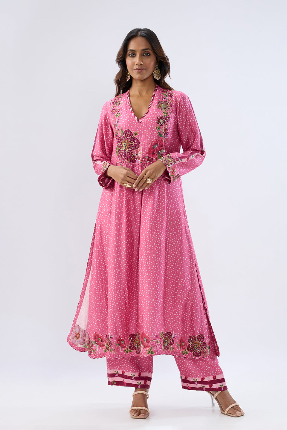 Blossom Pink Gathered Yoke Kurta Set
