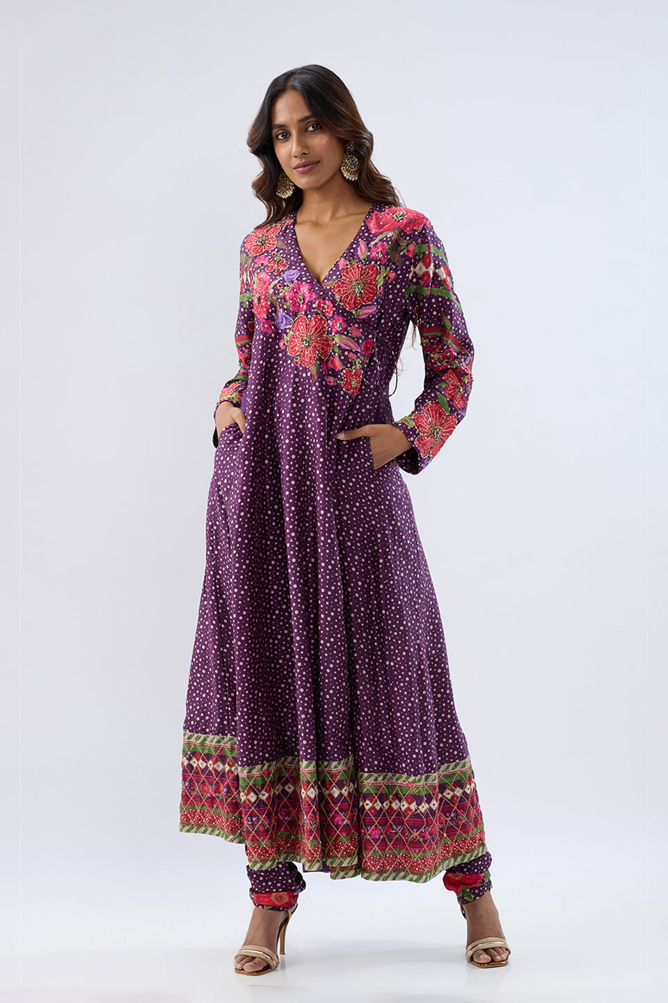 Blossom Purple Angrakha Set