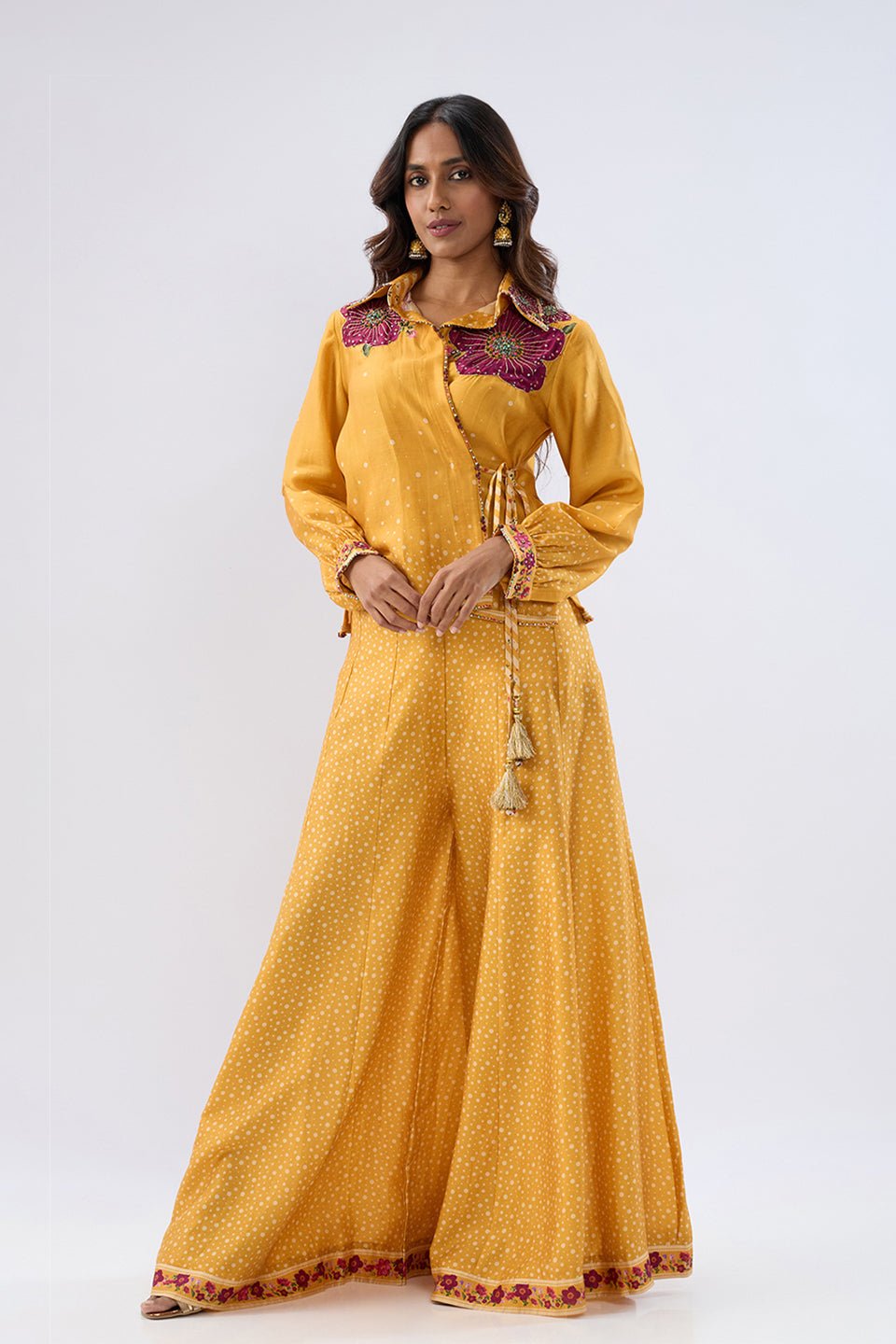 Blossom Yellow Fusion Sharara Set