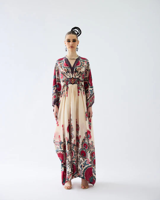 Bukhara Maroon Imama Kaftan Dress