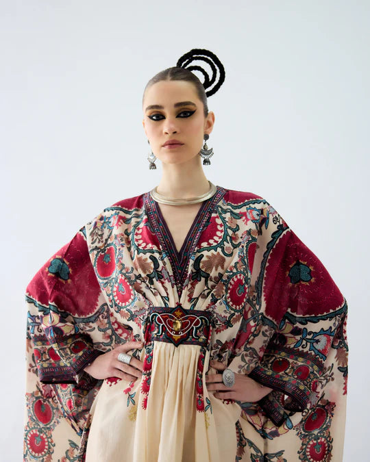 Bukhara Maroon Imama Kaftan Dress