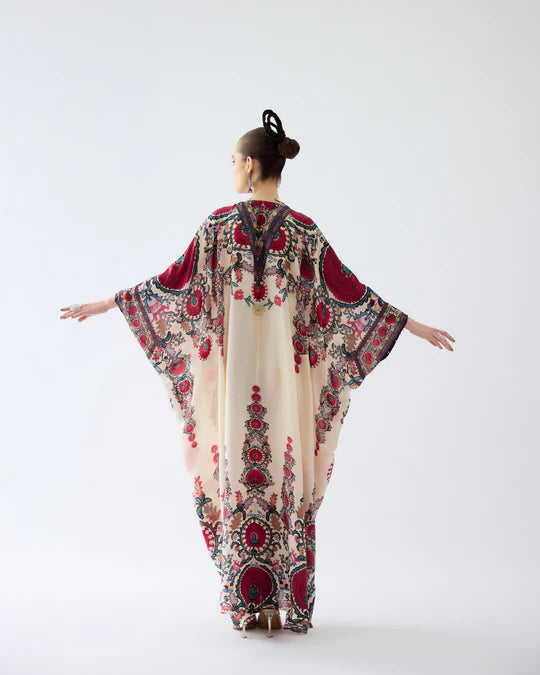 Bukhara Maroon Imama Kaftan Dress